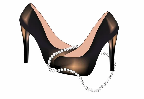 Composición Con Zapatos Mujer Collar Diamantes — Archivo Imágenes Vectoriales