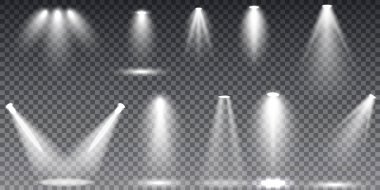 Koleksiyon parlama ışık lens flare efekti. Sahne aydınlatma, güneş ışığı şeffaf etkileri.