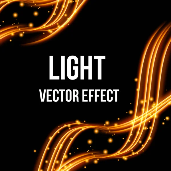 Lichteffekt mit glühenden goldenen Wellenlinien und funkelt isoliert besonderen Effekt. Vektorillustration — Stockvektor