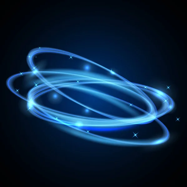 Blaues Glitzerkreislicht mit spurhaftem Funkeleffekt. glühender magischer Ring auf transparentem Hintergrund — Stockvektor