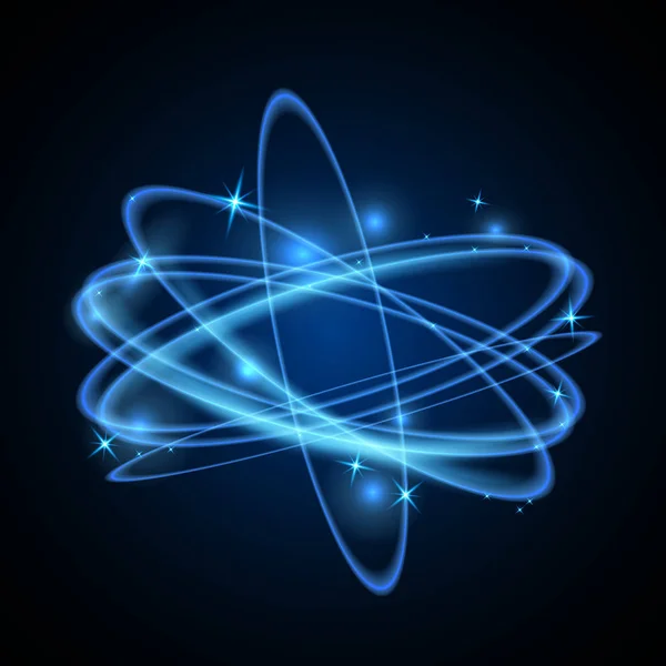 Blaues Glitzerkreislicht mit spurhaftem Funkeleffekt. glühender magischer Ring auf schwarzem Hintergrund — Stockvektor