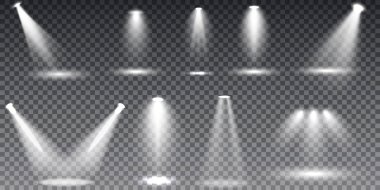 Sahne aydınlatma koleksiyonu, şeffaf özel efektler. Sahne ışıkları ile parlak aydınlatma.