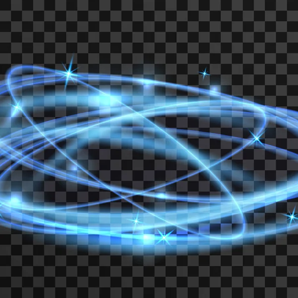 Modré třpytky kruh světla s trasování sparkle efekt. Zářící Kouzelný prsten trasování na průhledném pozadí — Stockový vektor