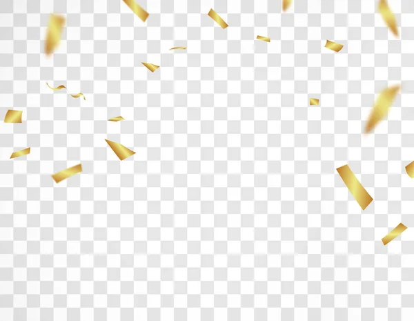 The realistic gold confetti background vector illustration.  Holiday design on a transparent background. — Stock Vector