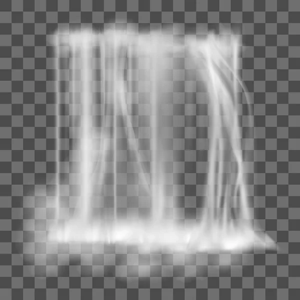 Realistic nature waterfalls with fog on transparent background isolated.