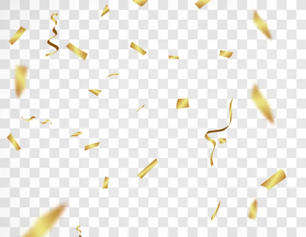 Realistické zlaté konfety pozadí vektorové ilustrace. Dovolená design na průhledném pozadí. — Stockový vektor