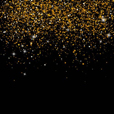 Siyah zemin üzerine altın parıldıyor. Lüks altın parlak soyut doku. 