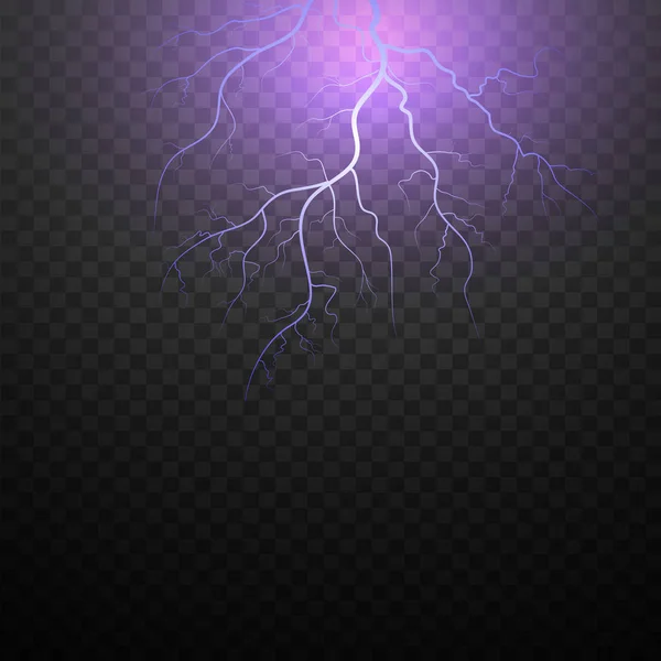 雷と雷の嵐。魔法の輝きと輝き明るい照明効果。ベクトル図. — ストックベクタ