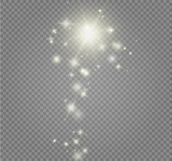 Stardust witte glitter. Sparkle gloeiende stardust. Magische fonkelende deeltjes licht effect. — Stockvector