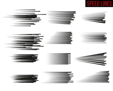 Set of different Speed Lines isolated on white background. Vector illustration.  clipart