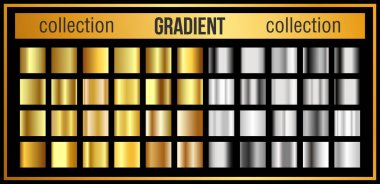 Altın ve gümüş degrade yuvarlak büyük koleksiyonu. Metalik parlama kümesi. 