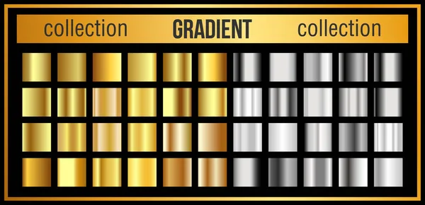 Grande collezione di oro rotondo e argento gradiente. Set di abbagliamento metallico . — Vettoriale Stock