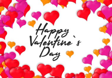 Sevgililer günün kutlu olsun ve yabani ot tasarımı elementleri. Şeffaf bir arkaplanda pembe ve kırmızı kalp çerçevesi. 