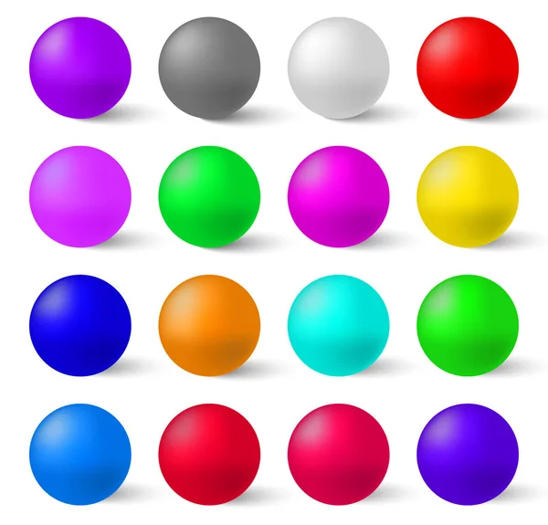 Conjunto de coloridas esferas brillantes aisladas. Una colección realista para crear tu diseño — Archivo Imágenes Vectoriales