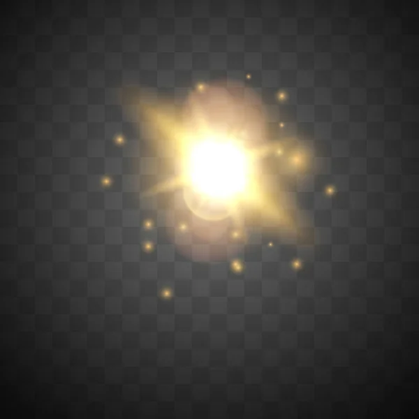 Golden Sparkles. Les étincelles de poussière et les étoiles dorées brillent avec un effet spécial. Particules de poussière magiques étincelantes sur un fond transparent . — Image vectorielle