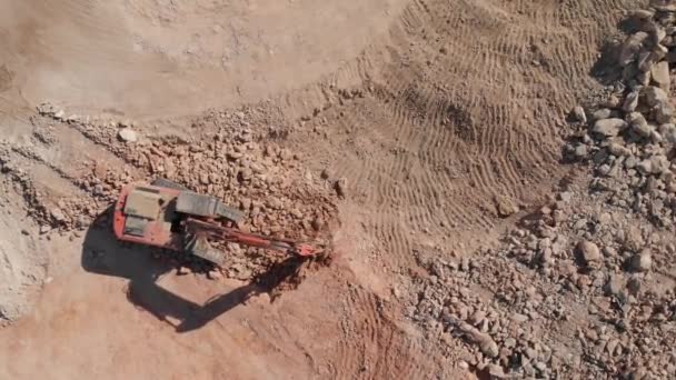 Drone Tiro Excavadora Trabajo — Vídeos de Stock