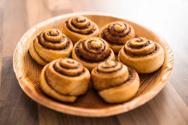 Close Freshly Baked Homemade Cinnamon Rolls — Stock Photo, Image