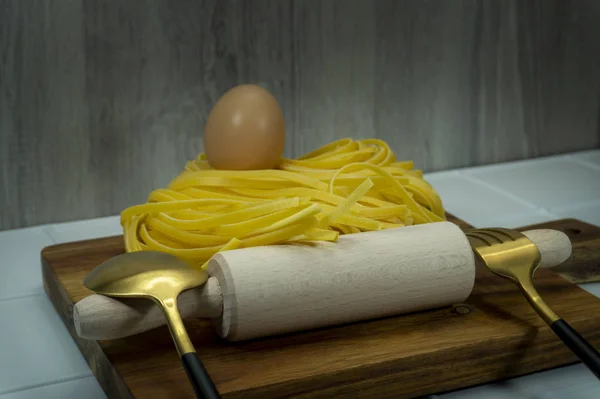 Caseiro italiano fita pasta ainda vida — Fotografia de Stock