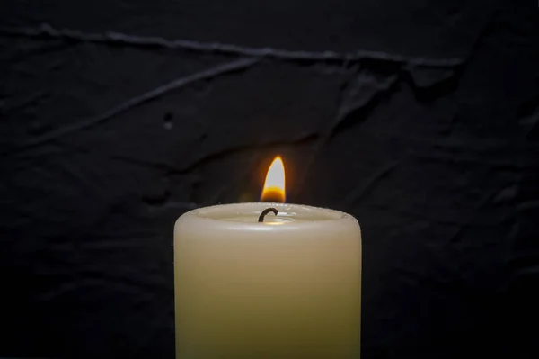 Close up of orange wax candle flame — Stock Photo, Image
