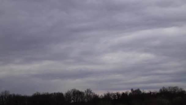 Lapso de tempo: nuvens tensas voando no céu soprado pelo vento leve — Vídeo de Stock