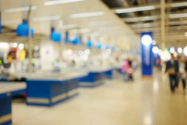 Abstract background of checkout aisles inside store — Φωτογραφία Αρχείου