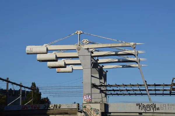 Podul Lângă Gara Centrală Din Amsterdam — Fotografie, imagine de stoc