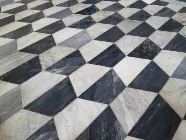 Mramorová Podlaha Černobílé Barvě Kostele Gallipoli Itálie — Stock fotografie