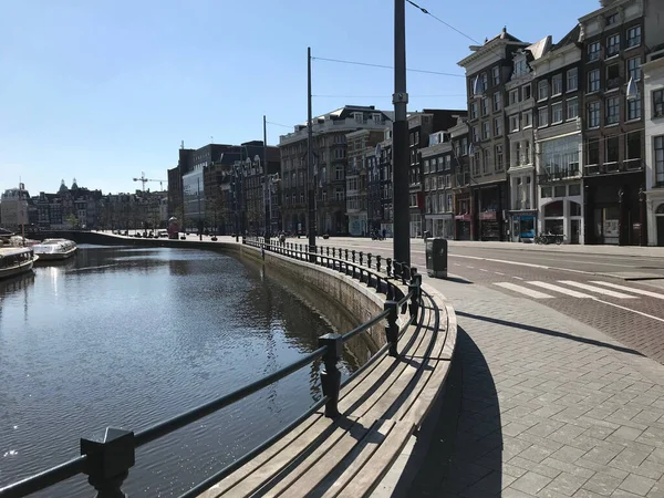 abandoned Rokin, a street in Amsterdam, during the Corona crisis