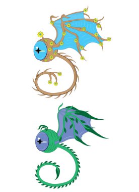 İki kanatlı bir ağaç ve bir çimen gözler