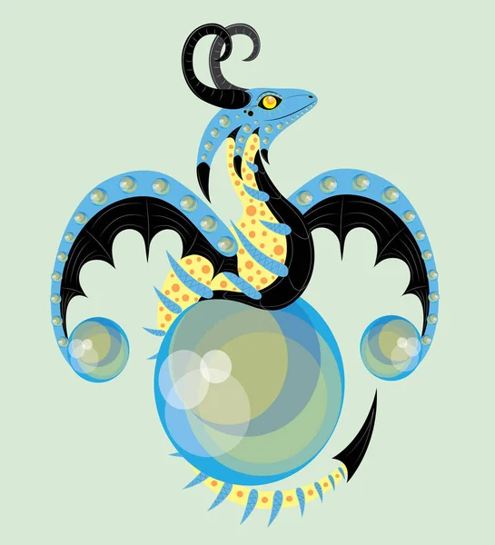 Dragon bleu avec une peau tachetée — Image vectorielle