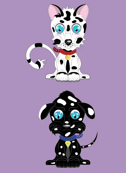 ペットの子犬と子猫 — ストックベクタ