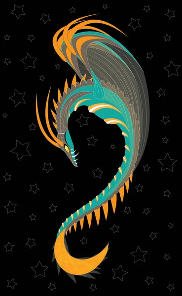 Serpiente alada estrella espacial — Vector de stock