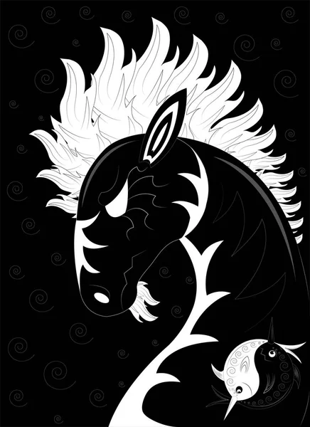 Kůň s bílou hřívou — Stockový vektor