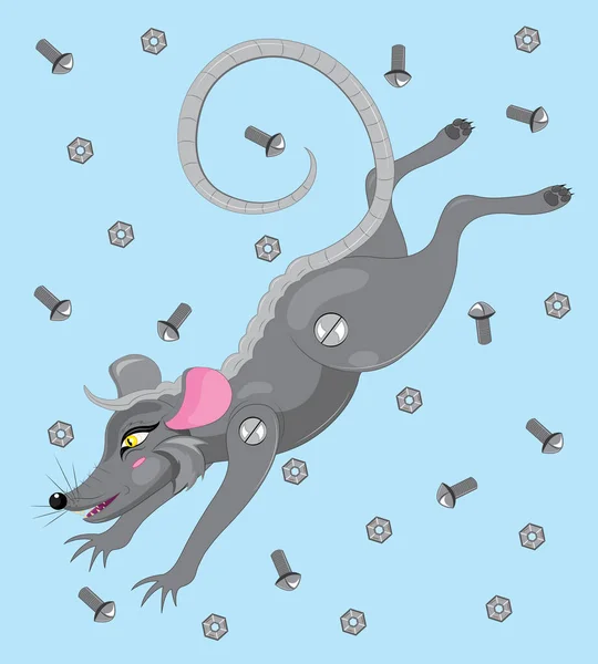 Gray Metal Mouse Runs Drop Details — Stockový vektor