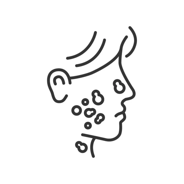 Huidkanker lijn zwart pictogram. Menselijke dermatologie ziekte concept. Kwaadaardig neoplasma. — Stockvector