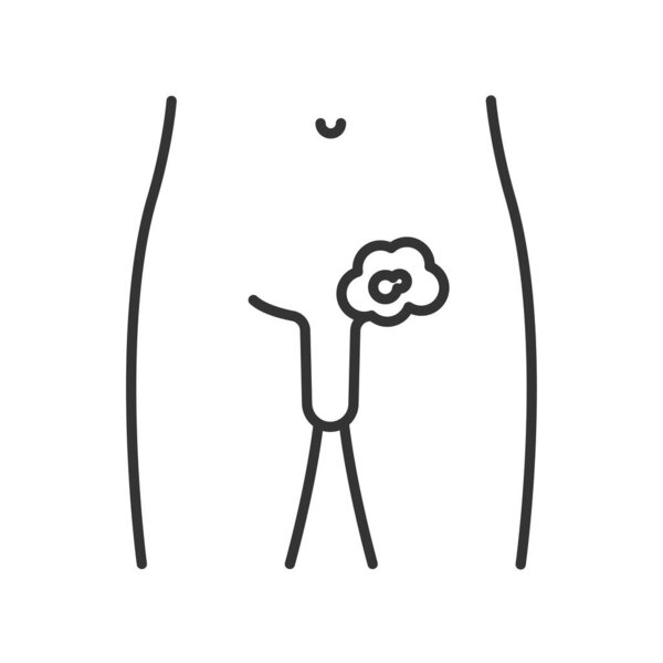 Testicular cancer line black icon. Male organ disease concept. Malignant neoplasm.