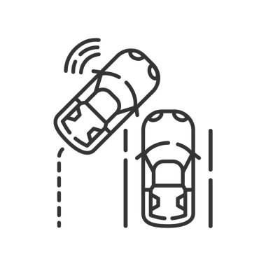 Acil fren destek renk çizgisi simgesi. Güvenlik mesafesi. Çarpışma uyarısı kavramı. Sürücüsüz otomatik.