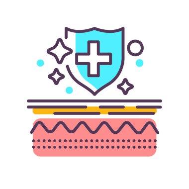 Sağlıklı ten rengi simgesi. Koruma ve tıbbi destek. Cilt bakımı. Web sayfası, mobil uygulama, düğme, logo için imzala.