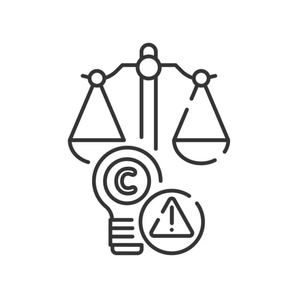 Arbitration court line black icon. Intellectual property infringement concept. Copyright law element. Sign for web page, mobile app, button, logo. — Stock Vector