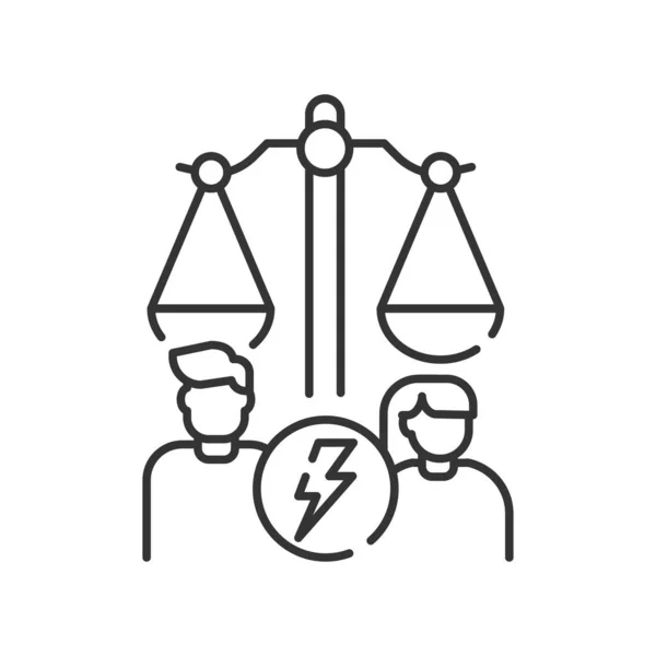 Scheidungslinie schwarzes Symbol. Justizkonzept. Familienrecht. Zeichen für Webseite, mobile App, Schaltfläche, Logo. — Stockvektor