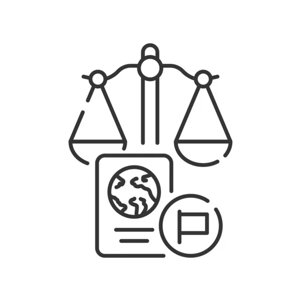 Gümrük mahkemesi simgesi. Yargı konsepti. Göçmenlik yasası unsuru. Web sayfası, mobil uygulama, düğme, logo için imzala. — Stok Vektör