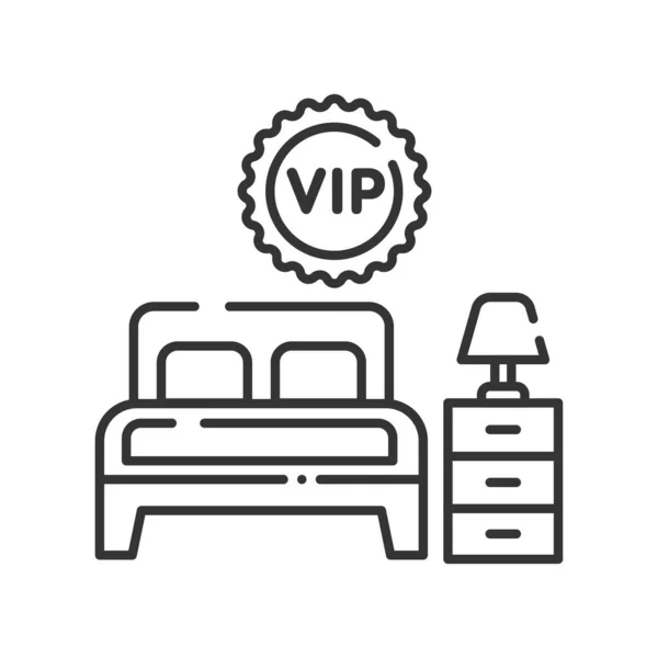 Vip Hotelzimmer Linie schwarzes Symbol. Luxus-Service. Zeichen für Webseite, mobile App, Schaltfläche, Logo. Vektorisolierte Taste. editierbarer Schlaganfall. — Stockvektor