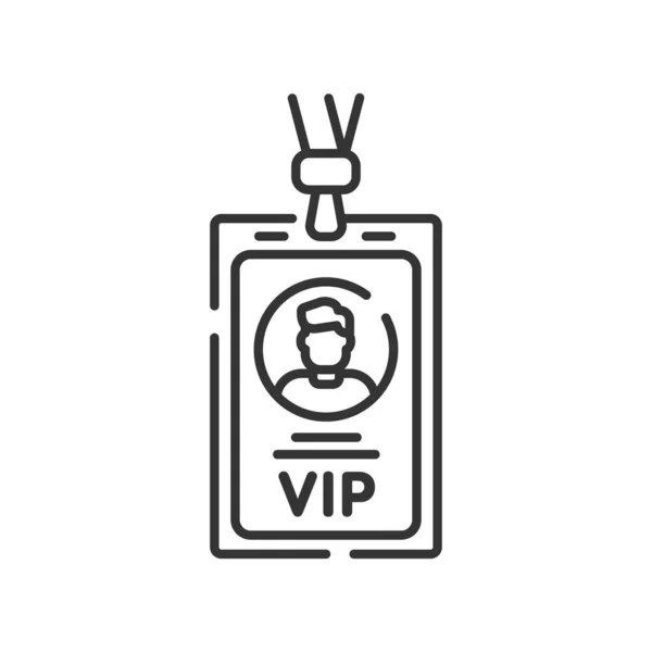 VIP pass line black icon. ID badge. Premium card for enter premium membership. Button for web or mobile app. Editable stroke. — ストックベクタ