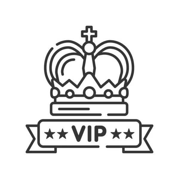 Linea Vip corona icona nera. Abbonamento Premium. Saluto, festa, festa, evento. Accedi alla pagina web, app mobile, pulsante, logo . — Vettoriale Stock