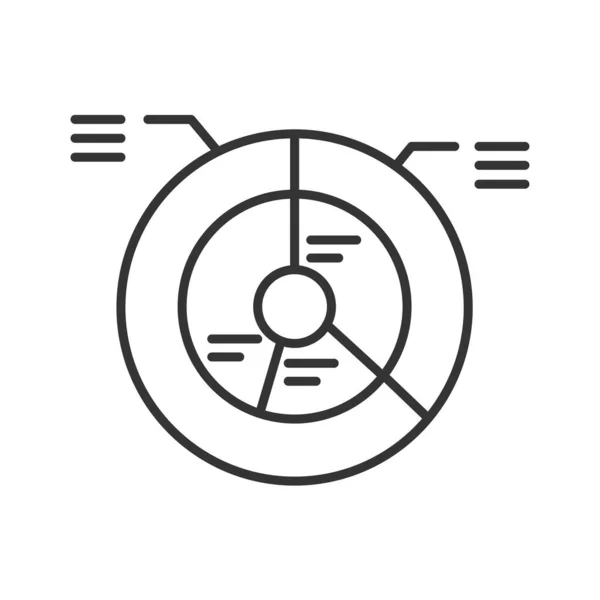 Icono negro de la línea del gráfico Sunburst. Concepto de mantenimiento de registros. Comparación visual de datos. Firma para la página web, aplicación móvil, botón, logotipo . — Vector de stock
