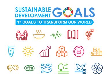 Corporate social responsibility sign. Sustainable Development Goals vector illustration. SDG signs. Pictogram for ad, web, mobile app, promo. UI UX design element. clipart