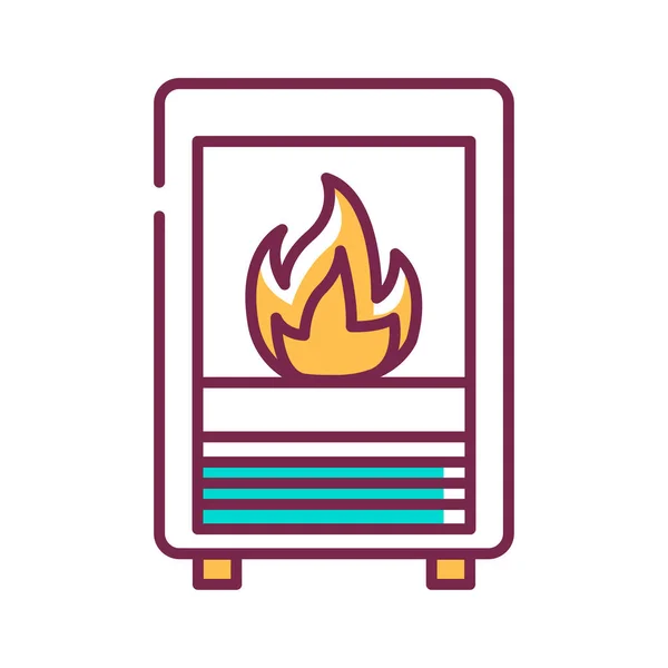 Electric fire color line icon. Heating device. Situated in the room near a sofa. Creates comfort at home. Pictogram for web page, mobile app, promo. UI UX GUI design element. Editable stroke. Vector Graphics