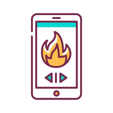 Ev renk çizgisi simgesindeki ısıtmanın uzaktan kontrolü. Ev elektroniği. Evde ısı yönetmeliği var. Web sayfası için piktogram, mobil uygulama, tanıtım. Ui Ux Gui tasarım elemanı. Düzenlenebilir vuruş.