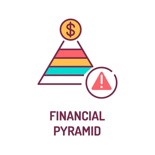 Icono de línea de color pirámide financiera. Un modelo de negocio que recluta miembros a través de una promesa de pagos o servicios. Pictograma para página web, aplicación móvil, promo. UI UX elemento de diseño de interfaz gráfica. Carrera editable . — Vector de stock