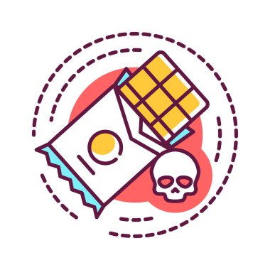 Tatlı bağımlılık renk çizgisi ikonu. Şekerleme yemeye fiziksel ya da duygusal bağımlılık. Web sayfası için piktogram, mobil uygulama, tanıtım. Ui Ux Gui tasarım elemanı. Düzenlenebilir vuruş.
